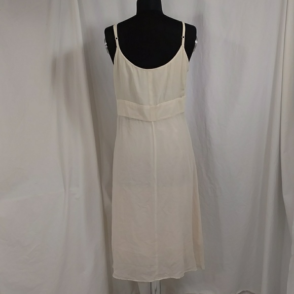 Ethereal Silk Slip Dress Tara Jarmon Paris Designer Neutral Cream Ivory Feminine - Picture 5 of 8